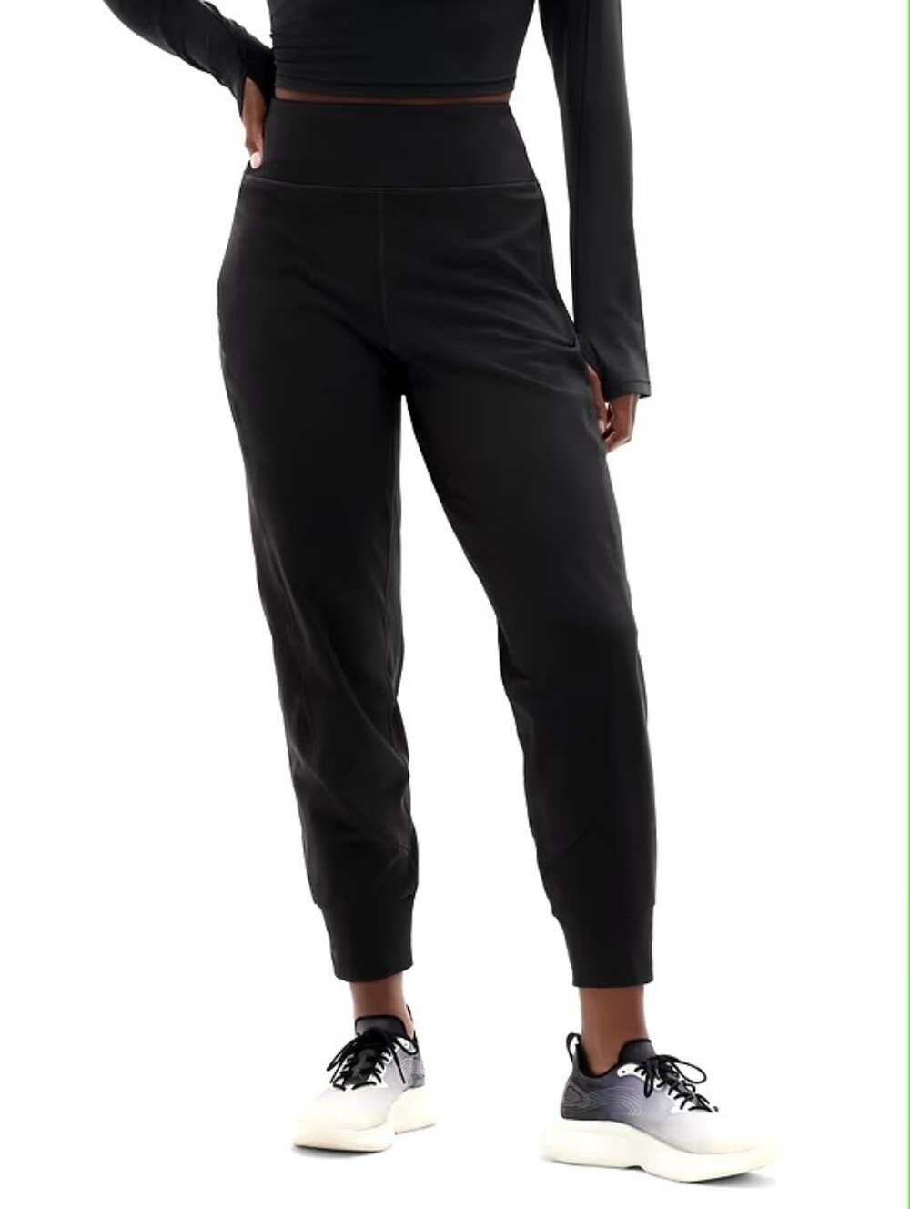 Athleta Rainier Black Mid Rise Cold Weather Jogger Pants size XL